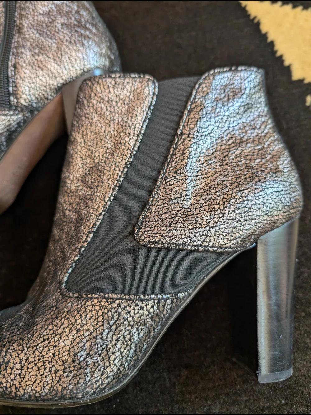 Donald J. Pliner Silver-Gray Textured Pointed Ankle Booties